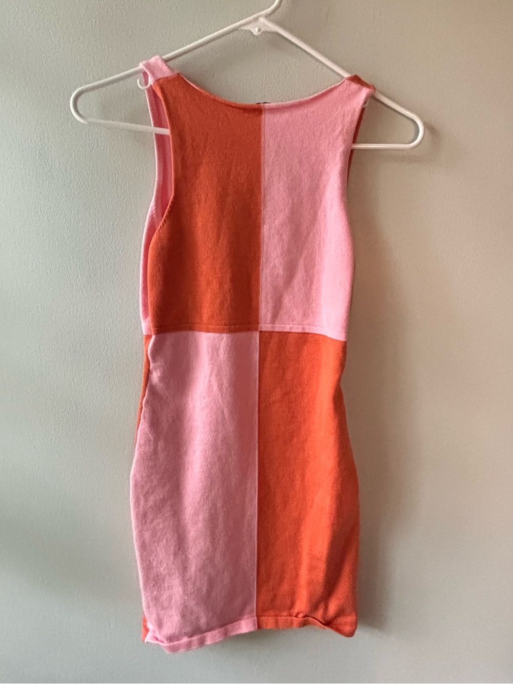 Princess Polly Mini Dress Pink Orange Colorblock Retro Knit Slim Fit SZ M/L - Picture 5 of 6